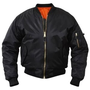 Black Bomber Jacket with Orange Lining